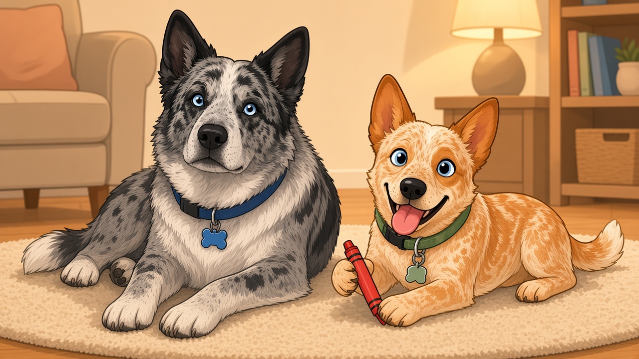 Beast and Maya relaxing together in a cozy living room